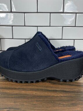 Rocket Dog Fran Shoes Womens Size 7 Navy Blue Suede Platform Wedge Mule Clog